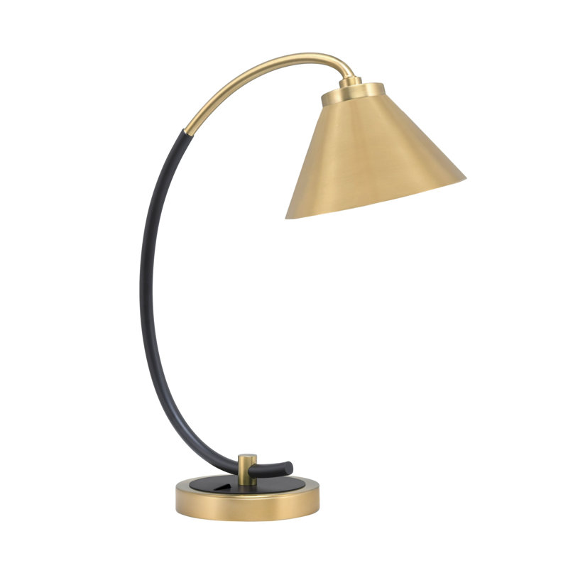 Lampe de bureau en acier inoxydable Waldena, Noir mat / laiton, Or