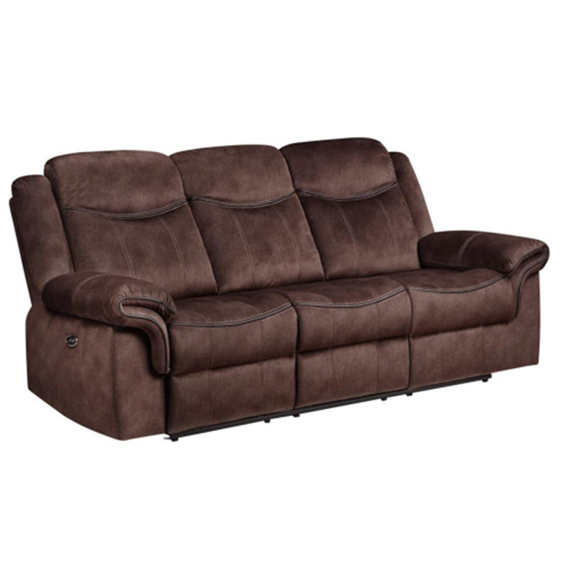 Campblin 87.4" Pillow Top Arm Reclining Sofa, Brown Polyester Blend