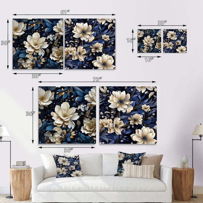 Cueva - Ensemble de 2 art mural en verre acrylique, H 30 po x l 61 po