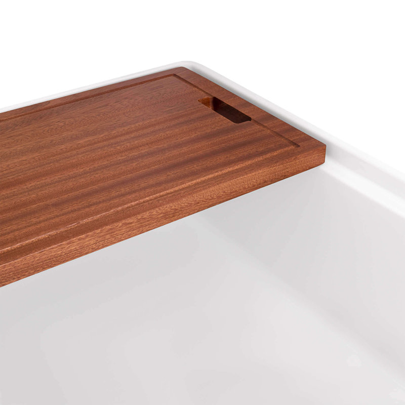 33'' L Double Bowl Fireclay Kitchen Sink, White