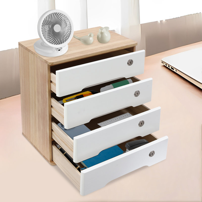 Organisateur de bureau avec tiroirs Kynston, Naturel / blanc