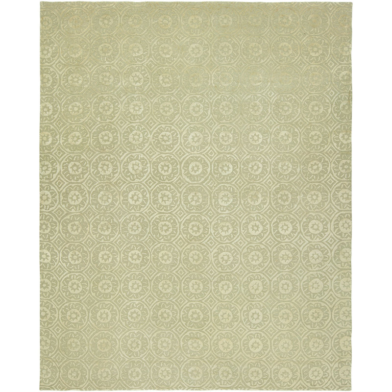 Wool Geometric Area Rug in Ivory, Rectangle 10' x 14'