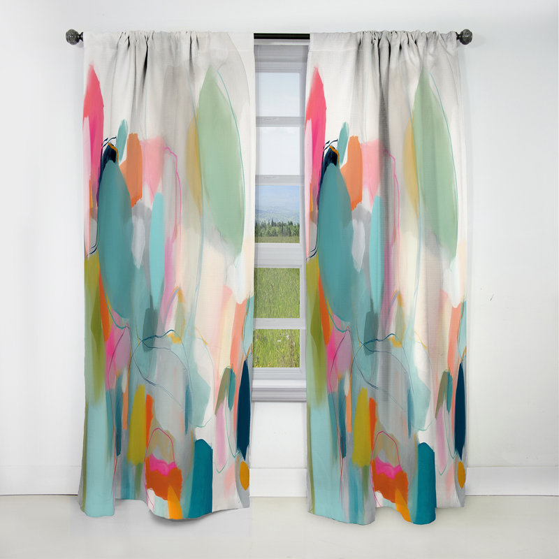 Pink Blue Minimalism Fluidity IV - Minimalism Curtain - Blackout Abstract Curtain - 1 Panels, 52" W x 108" L