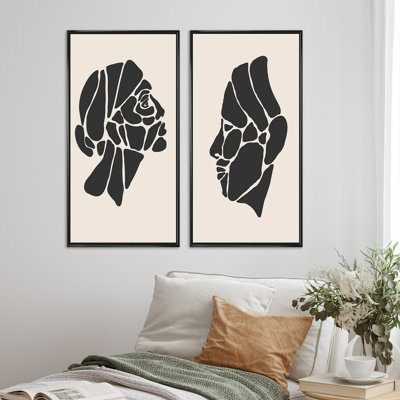 Minimalisme, portrait de femme IV - ensemble de 2 peintures