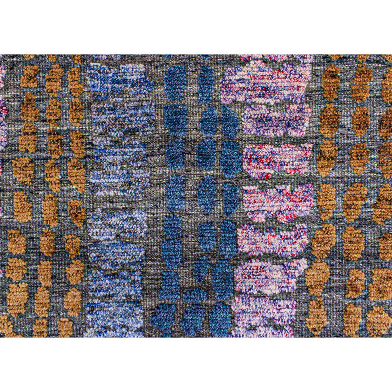 Hand Knotted Wool Striped Area Rug, Rectangle 8' x 10'
