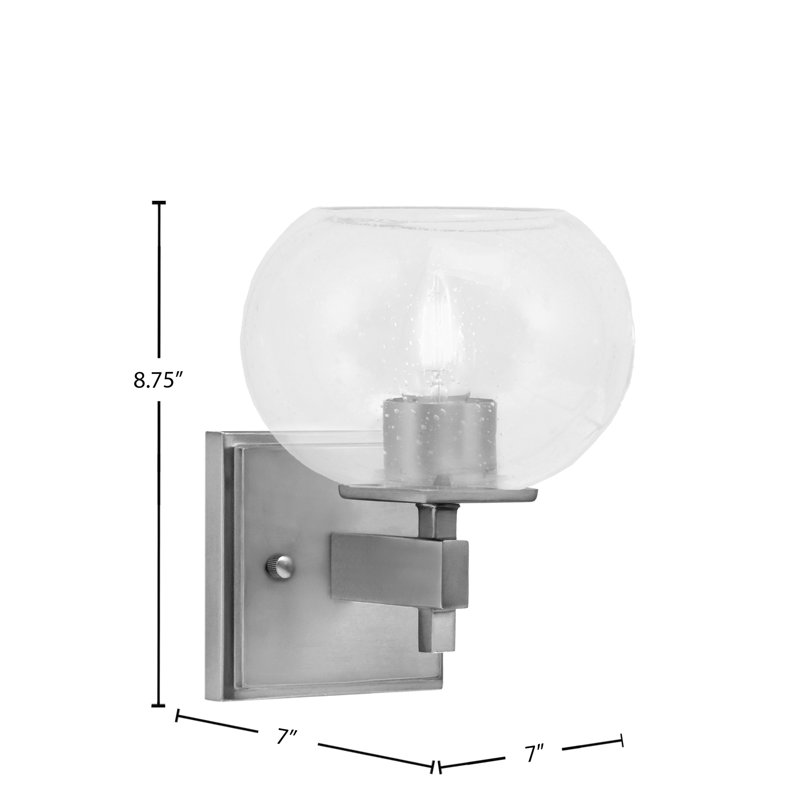 Headland Wall Sconce Shown With 7" Clear Bubble Glass, Nickel