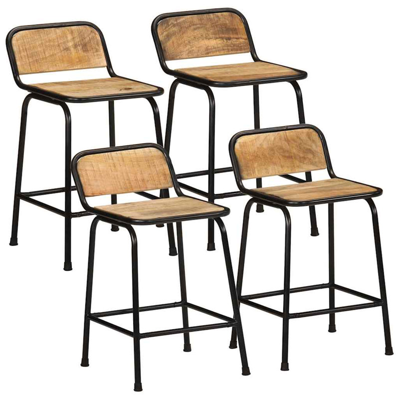 Borough Wharf Bar Stools 46X35.5X80 Cm Solid Wood Reclaimed, Natural, 4, Bar stool (70cm seat height)