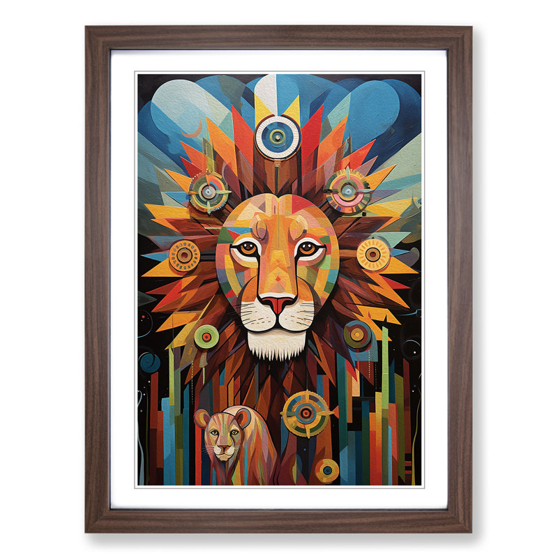 Lion Dadaism Art - Framed Print, Walnut Framed, 64cm H x 46cm W x 2cm D