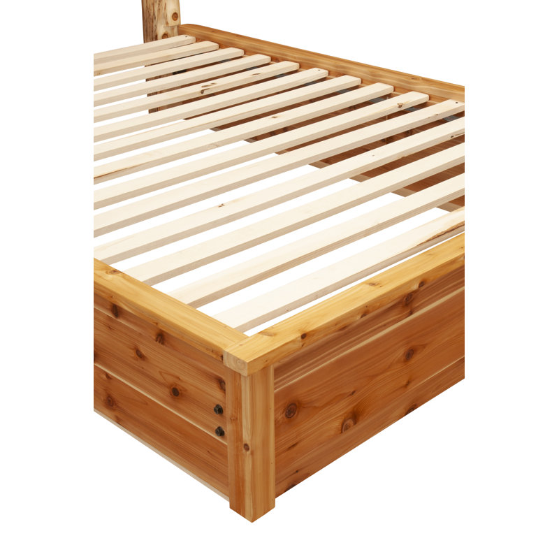 Lit plateforme Fireside Lodge Cedar Log, Cèdre traditionnel, Grand lit