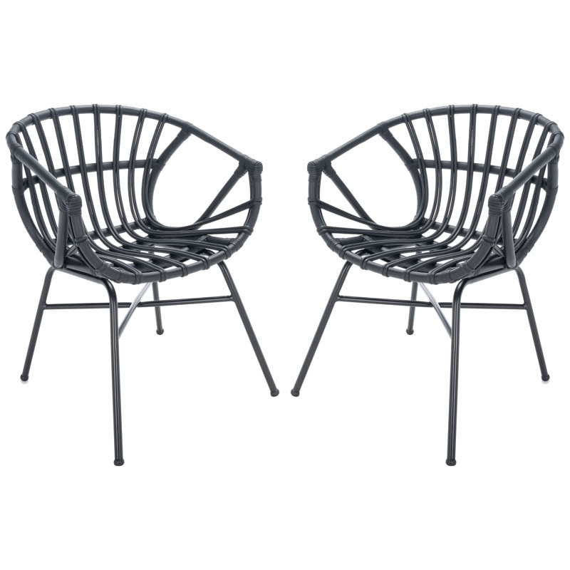 Chaise avec accoudoirs à dossier Simeon Windsor, Noir