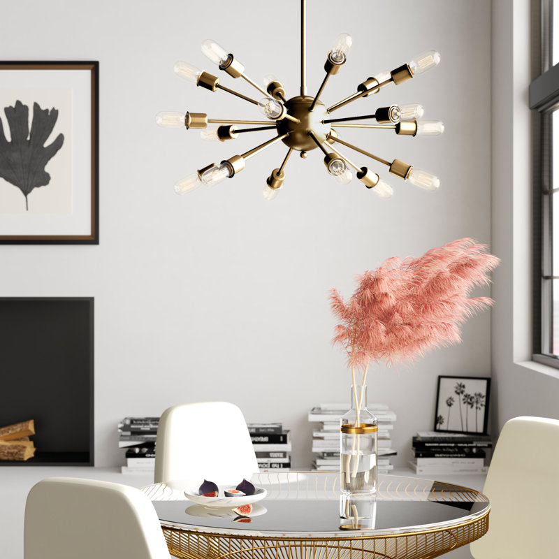 Abigale 18 - Light Dimmable Sputnik Sphere Chandelier, Brass