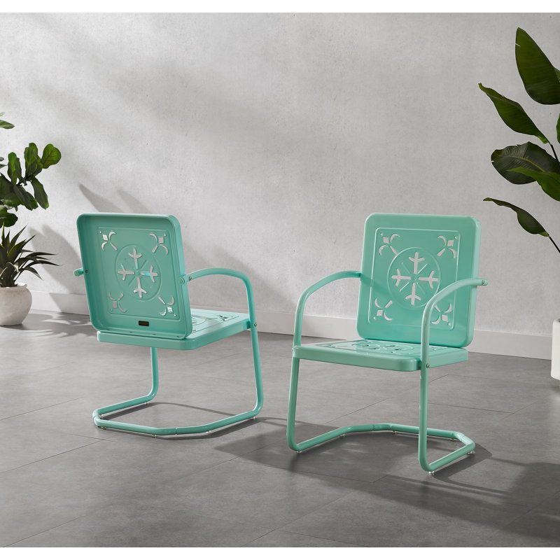 Ensemble de chaises d'extérieur rétro 2 pièces Passmore, Sarcelle