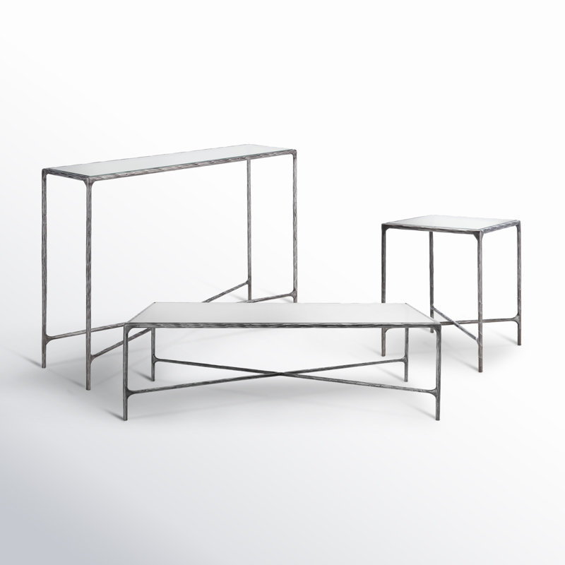 Ensemble de tables basses 3 pièces Evelynn, Argent, Transparent