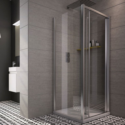 900mm W x 1850mm H Pivot Semi-Frameless Shower Door with Clear Glass