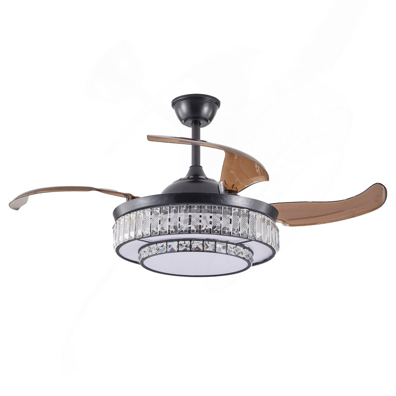Ventilateur de plafond rétractable 48 "à DEL Contemporary Crystal