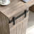 Hazelnut Home Office Desk With Metal Euro Hinges, Faux Barn Door, One Cabinet, Three Shelves, Elegant Style Brown Work Door 30.73" Height