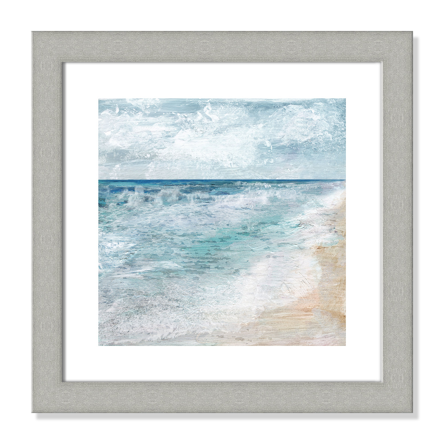 Basel "Shore Walk" Print, Brushed Silver, 18.5" H x 18.5" W x 1.25" D