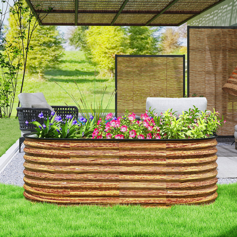 5 x 2.5 x 2 ft Galvanized Raised Garden Bed, Easy DIY, Brown, Brown, 22" H x 63" W x 31.5" D