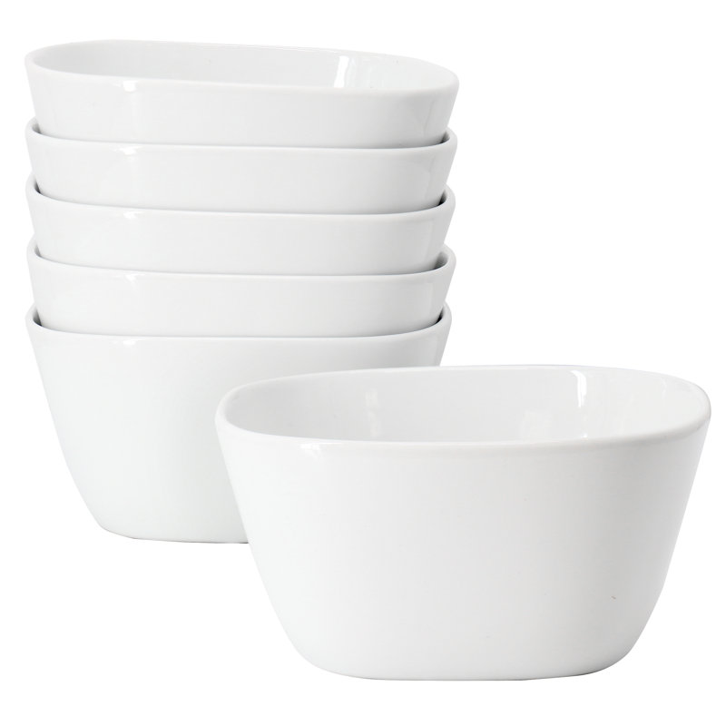Ensemble de bols à céréales en porcelaine carrée 6 pièces Our Table Simply White
