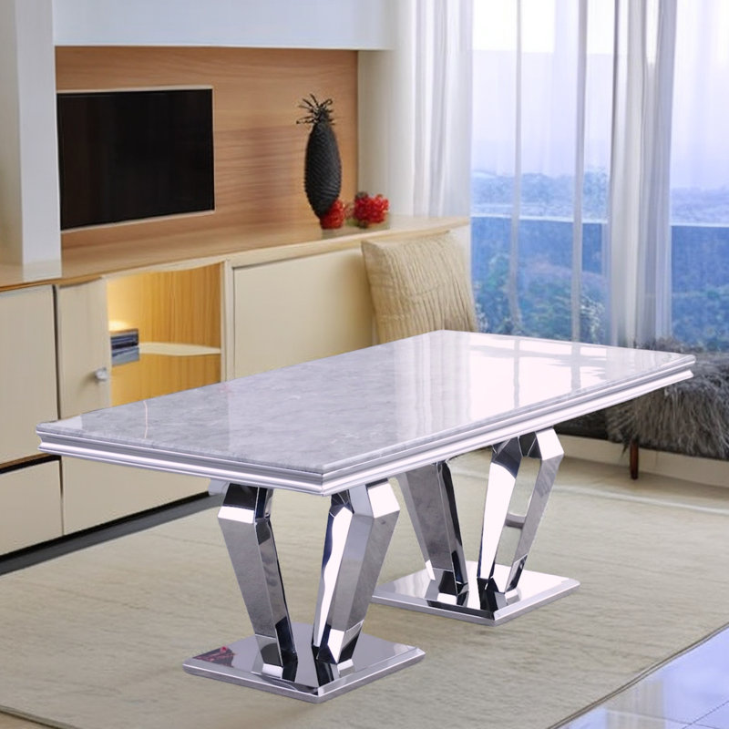 Table de salle à manger Rayni, Gris, Argent