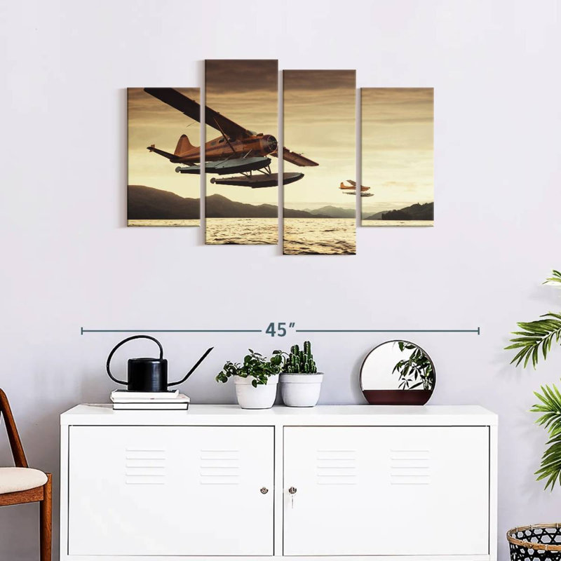 " Float Planes " 4 - Pieces, 22" H x 36" W x 1" D