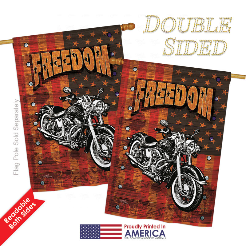 Drapeau maison en polyester à 2 côtés americana motocyclette, H 18,5 po x l 13 po