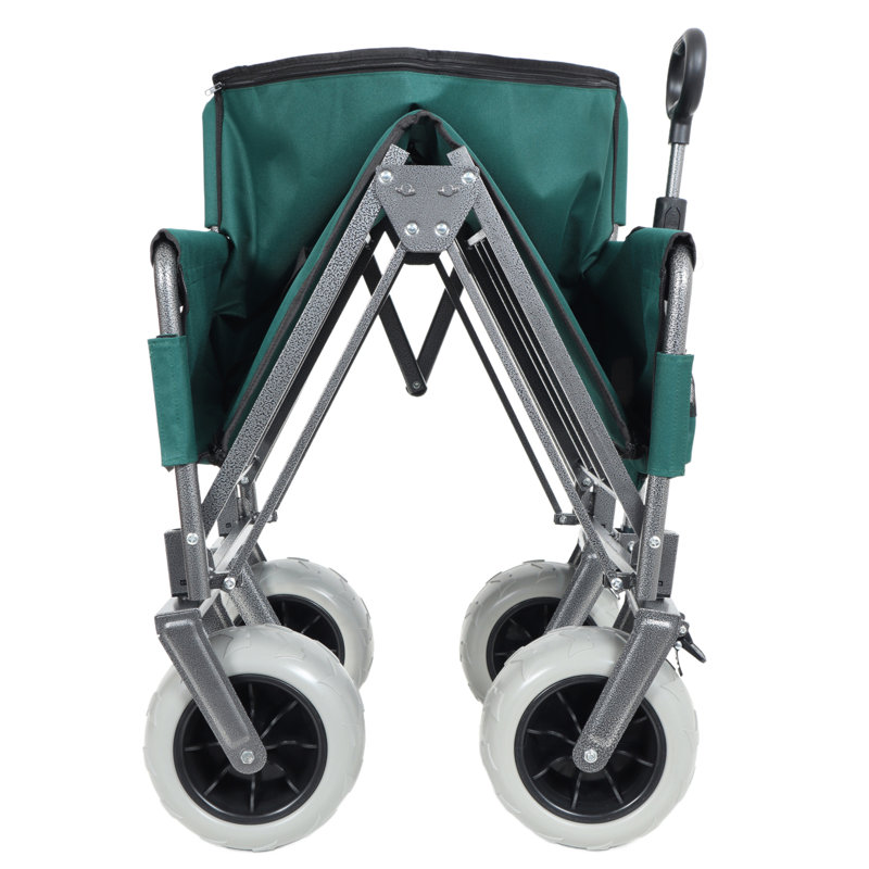 Chariot pliant 3 en 1 avec siège de banc - capacité de 500 lb, pneus de plage de 9 po x 4 po pour le camping et la plage