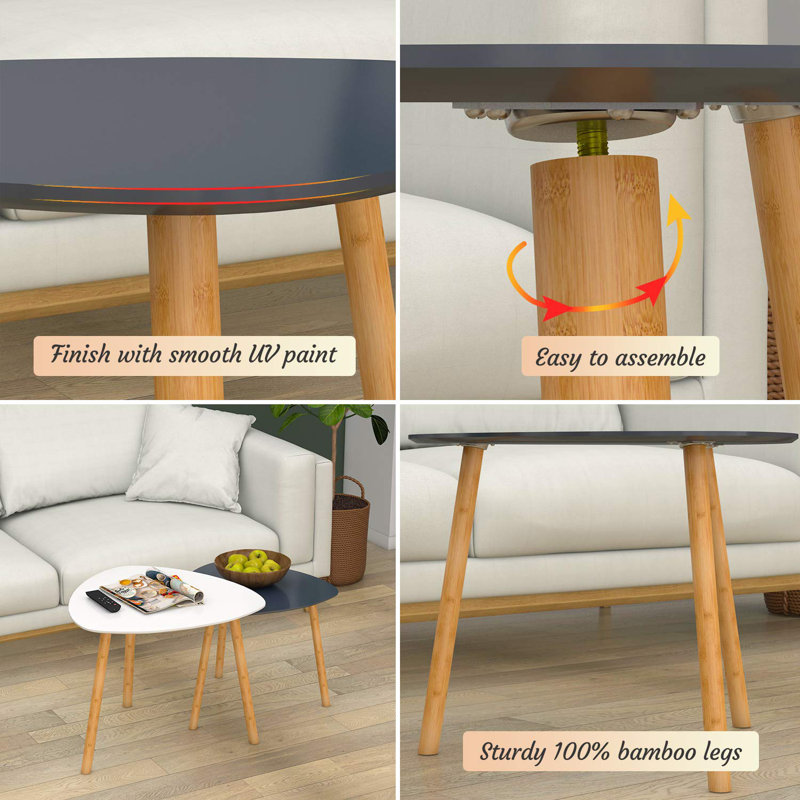 Brittaini Solid Wood Nesting Tables, Grey