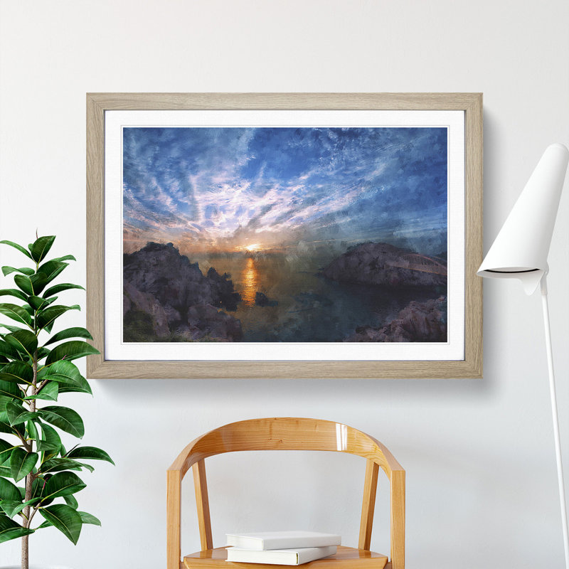 Beautiful Sunrise - Picture Frame Painting, 36cm H x 48cm W x 2cm D, Oak Framed