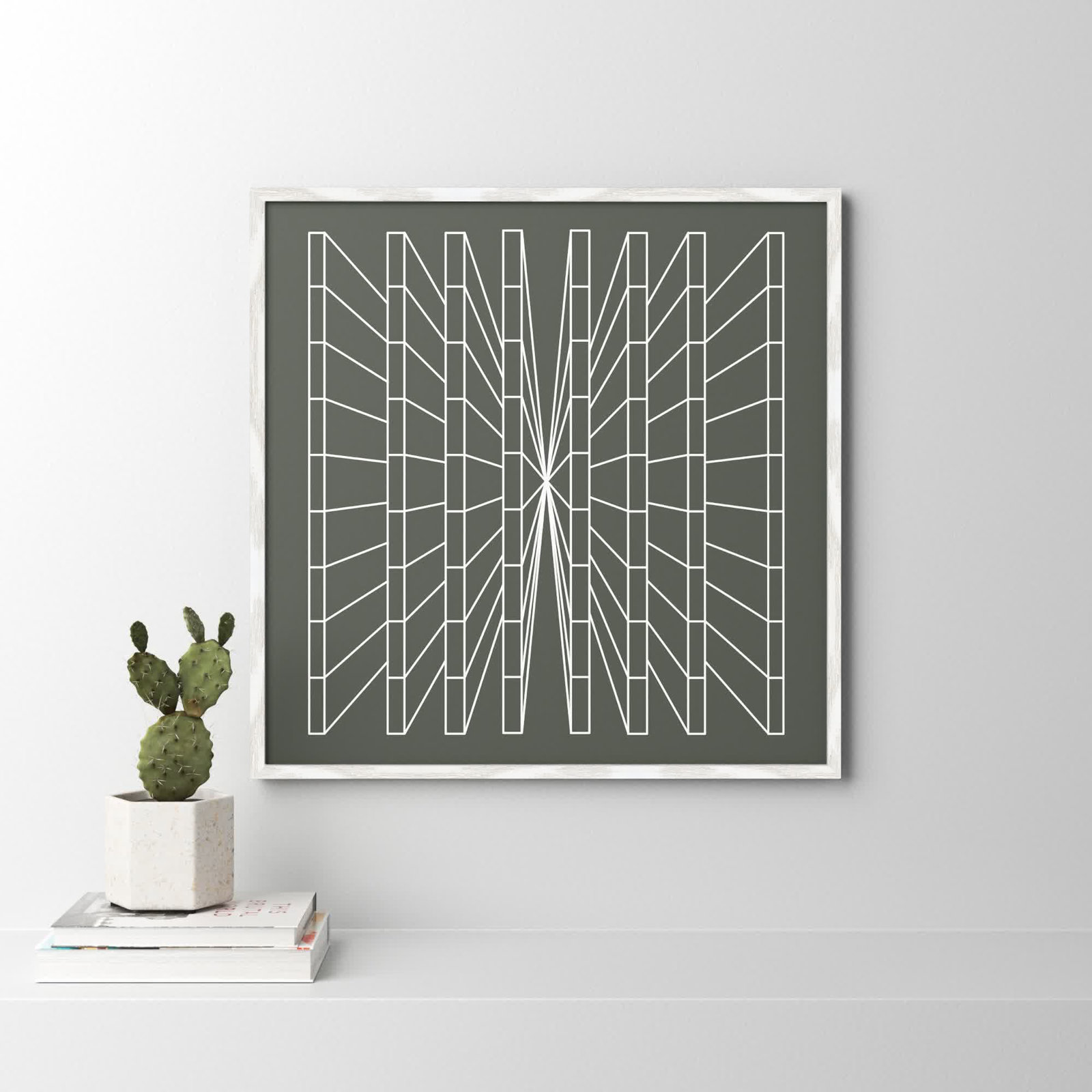 Olive Perspective by Sandi Hauanio, 27.5" H x 27.5" W x 0.75" D, White Wood Grain