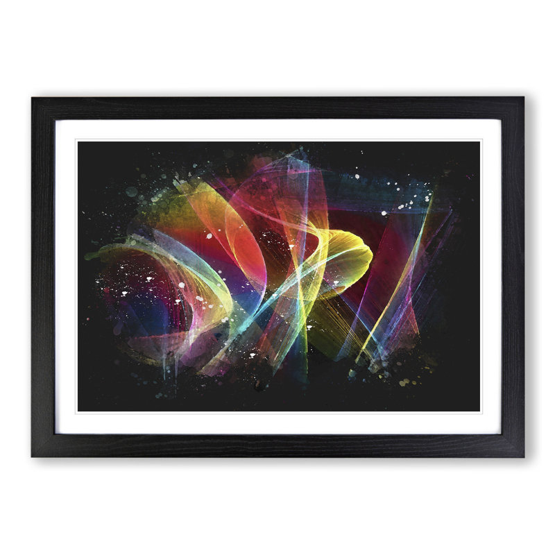 Rainbow Smoke Vol (2) - Picture Frame Painting, 36cm H x 48cm W x 2cm D, Black Framed