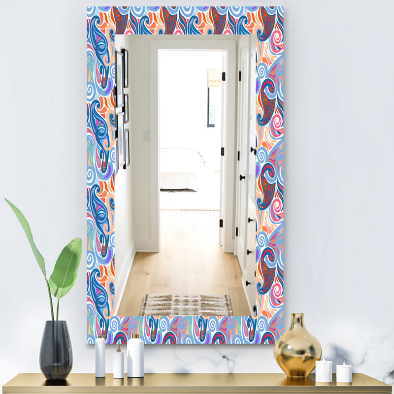 Modern Wall Mirror, 30" H x 48" W, Paisley