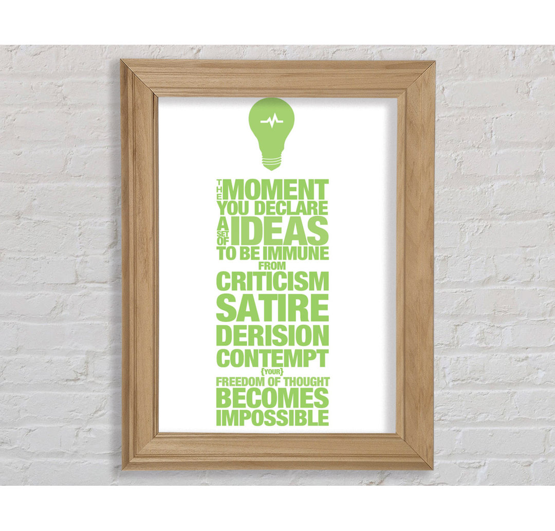 Kerman Motivational Quote Freedom Of Thought Lime Green Gerahmter Druck Wandkunst