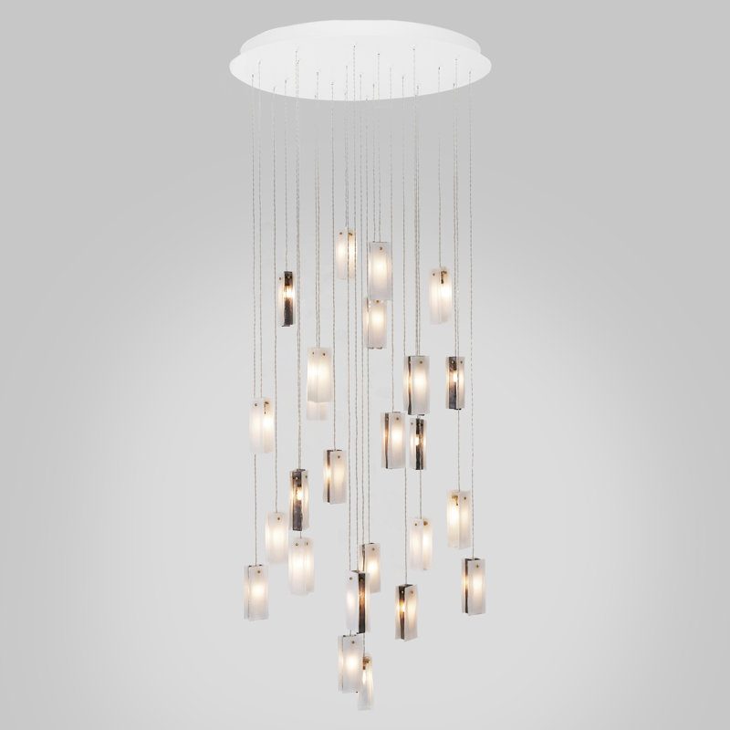 25 - Light Cluster Globe Pendant, White/Black/Clear, 19