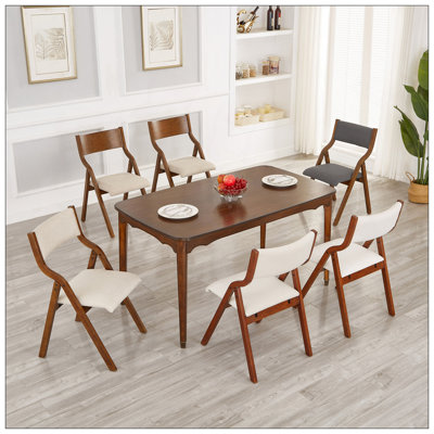 Chaise de salle à manger rembourrée pliante, peu encombrante, facile à transporter, salle à manger, paquet de 2 - noyer