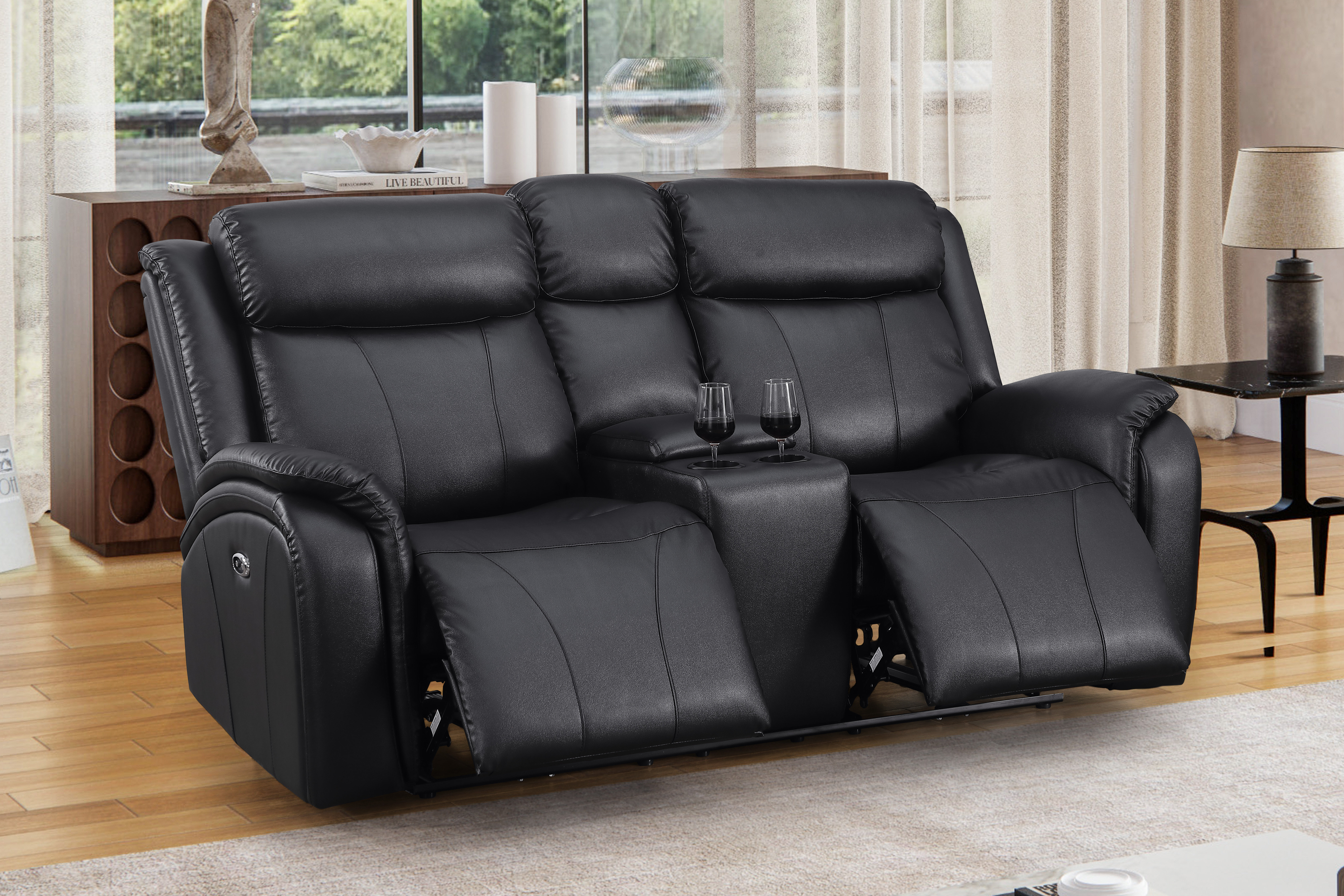 Ebern Designs Lamyia 74" Vegan Leather Power Reclining Sofa & Reviews ...