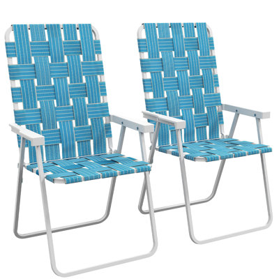 Set Of 2 Patio Folding Chairs, Classic Outdoor Camping Chairs, Portable Lawn Chairs For Camping, Garden, Pool, Beach, Backyard W/ Armrests