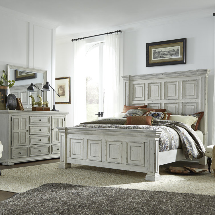 Temple Cloud Panel Bed, Dresser & Mirror
