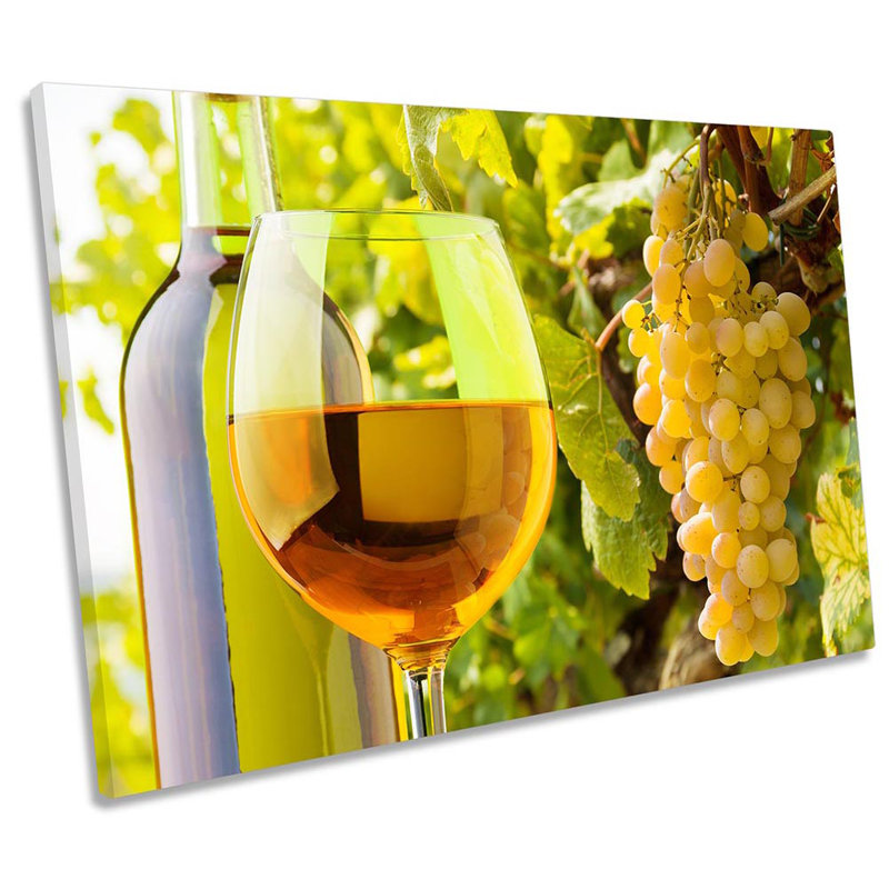 Glass Wine Vineyard - Wrapped Canvas Print, 61cm H x 91.4cm W 
