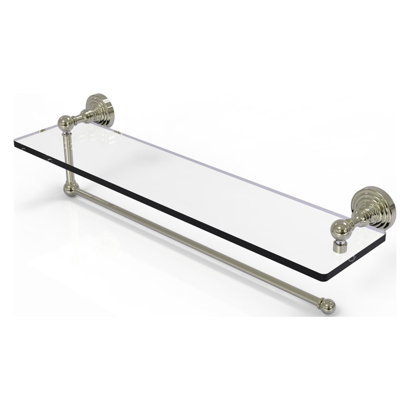 Beresford Bracket Shelf with Towel Bar, Polished Nickel, 5'' H x 16'' W x 5'' D