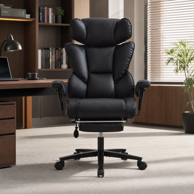 Chaise de bureau ergonomique à haut dossier avec repose-pieds et soutien lombaire gonflable