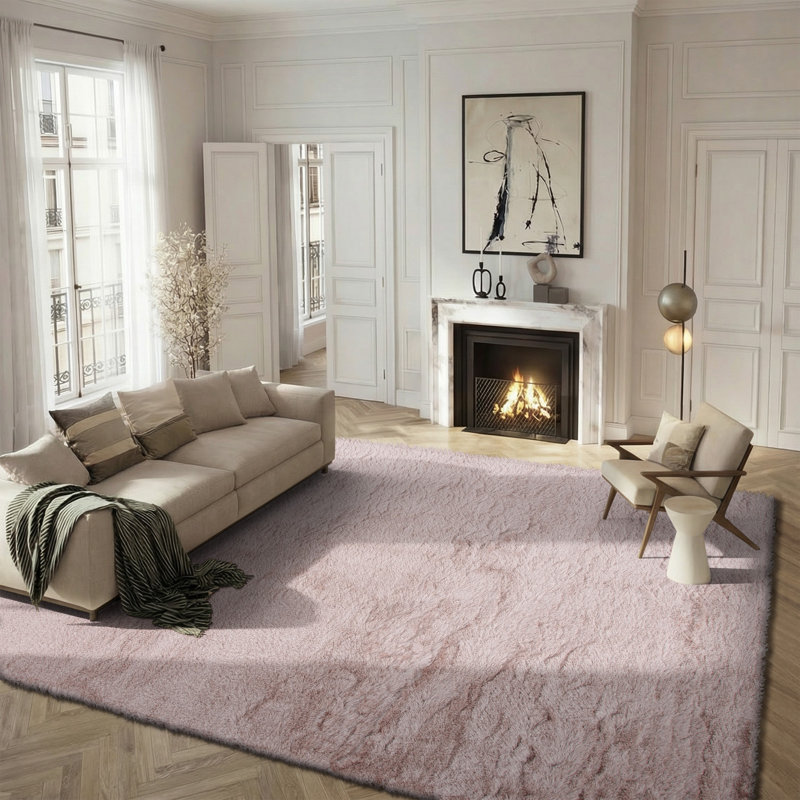 Cimah Shag Hand Tufted Performance Solid Color Rug, Rectangle 8' x 10'