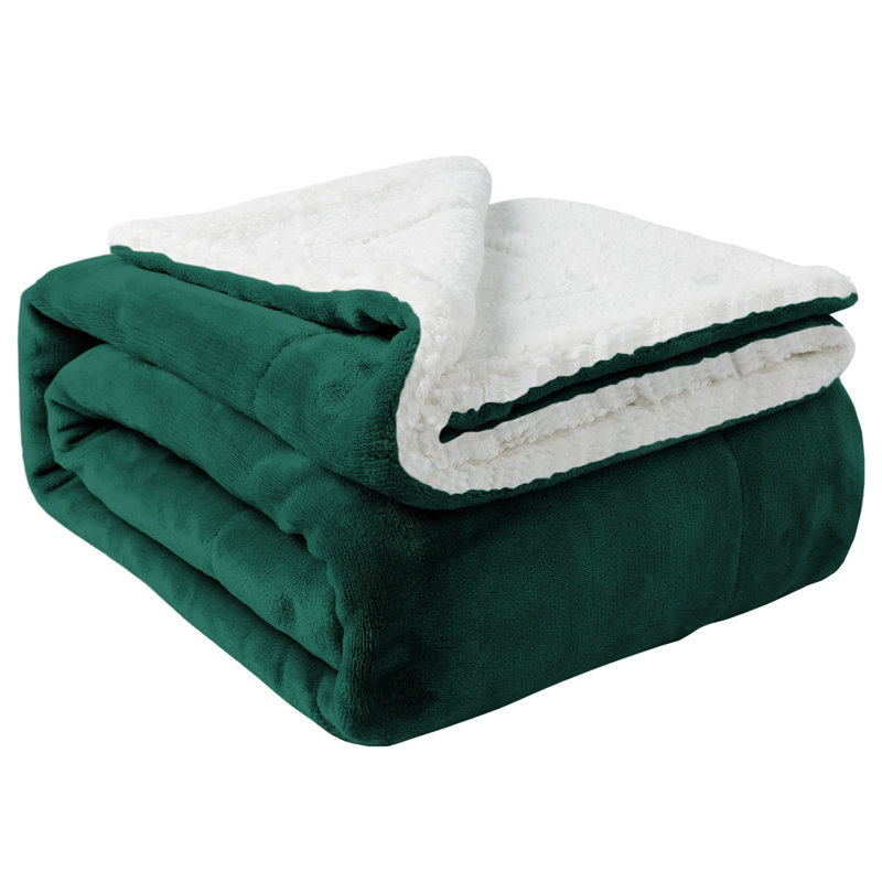 Couverture réversible en molleton ultra-doux Sherpa, Jeté, Émeraude