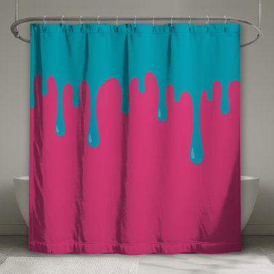 Blue Dripping Paint Shower Curtains Extra Long
