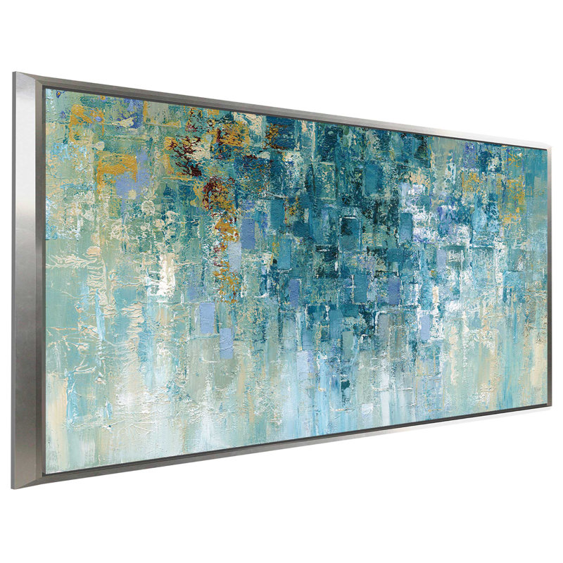 «I Love the Rain» par Nan - reproduction, H 31,5 po x l 51,5 po x P 2 po, Cadre flottant argent