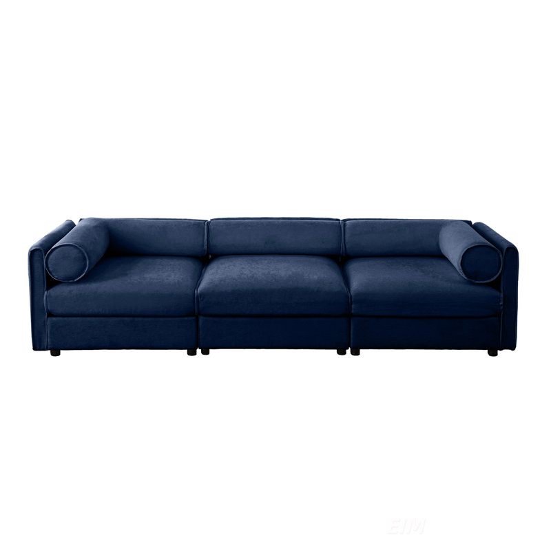 Canapé modulaire modulaire avec rangement, dossier cylindrique et accoudoirs pour une assise confortable et profonde, durable et de soutien pour le salon, canapé 4 places