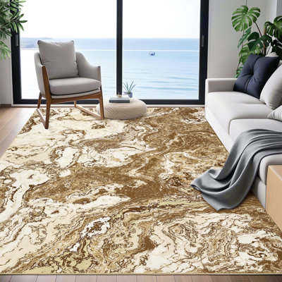 Abstract Machine Washable Rug with Rubber Backing Non-Slip Area Rug for Living Room Bedroom Dining Room Office