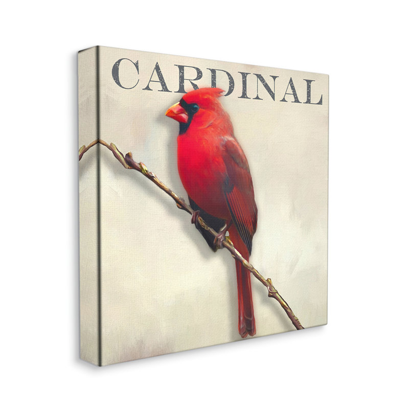 «Bold Red Cardinal Bird Portrait», texte rustique par atelier Alpenglow, L 17 po x H 17 po, Toile tendue