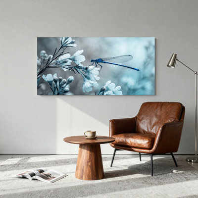 Dragonfly Flower Canvas Wall Art Oil Painting Print Set Of 1