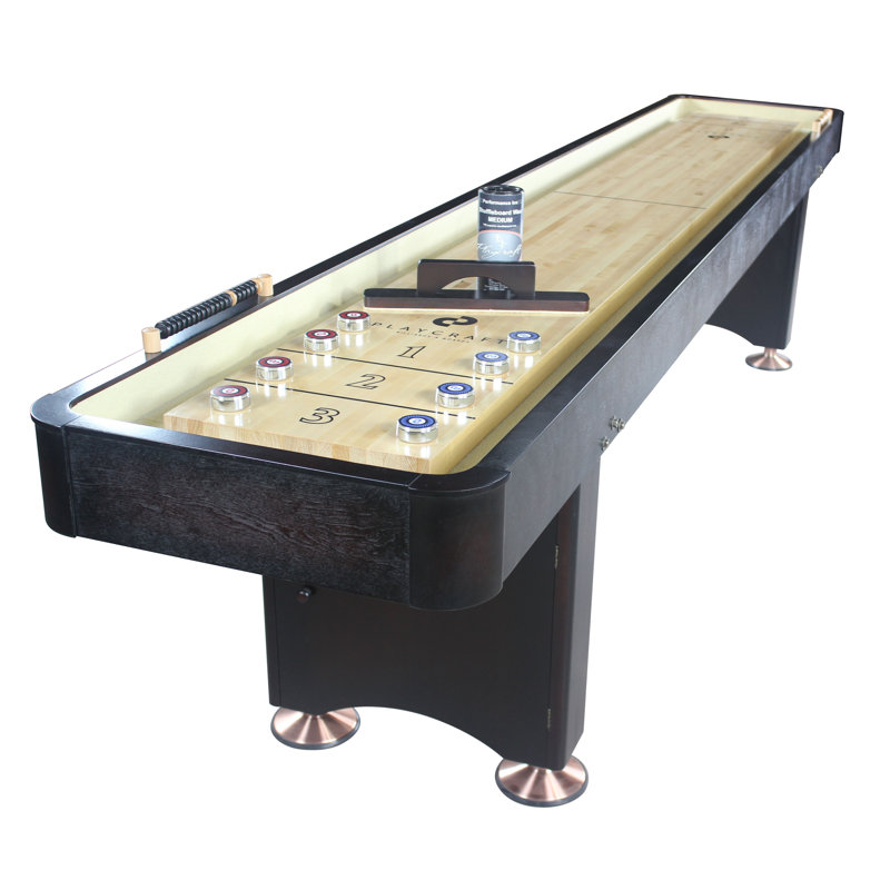 Espresso 12' Solid Wood Shuffleboard Table with Climate Adjusters